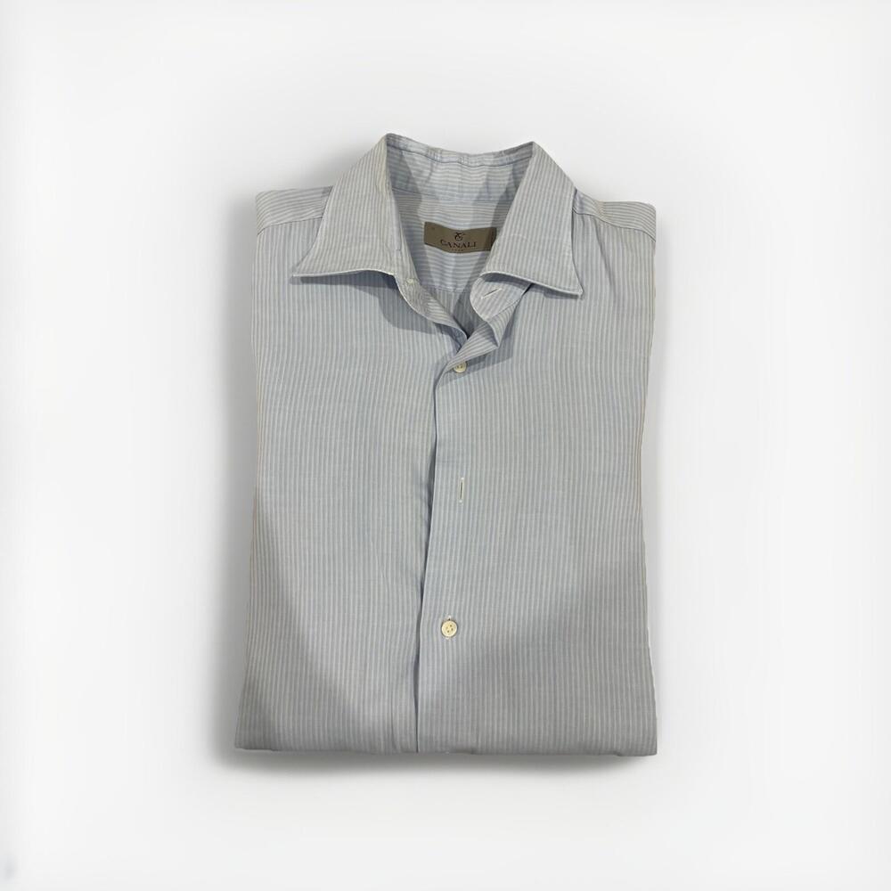 BEAUTIFUL CANALI MENS DRESS SHIRT BLUE 16/41 LARGE MADE IN ITALY *READ*